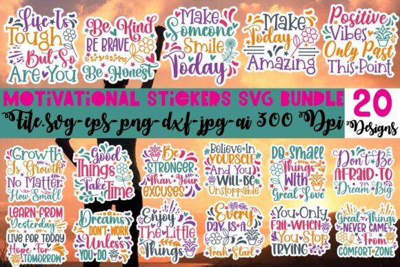 Download Motivational Stickers SVG Bundle - Motivational Collection