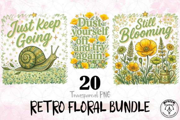 Download Retro Motivational Floral Bundle PNG - Motivational Collection