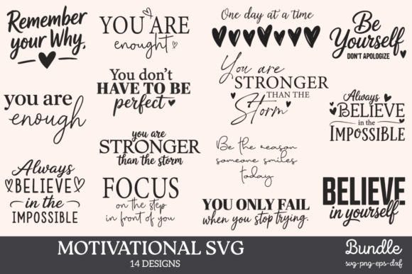 Download Motivational Quotes SVG Bundle - Motivational Collection