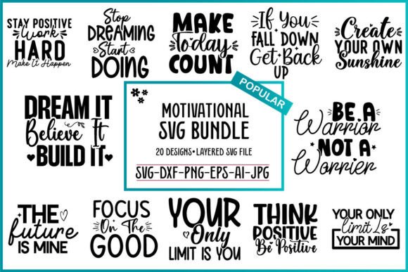 Download Motivational Quotes SVG Bundle, SVGs - Motivational Collection