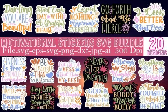 Download Motivational Stickers SVG Bundle - Motivational Collection