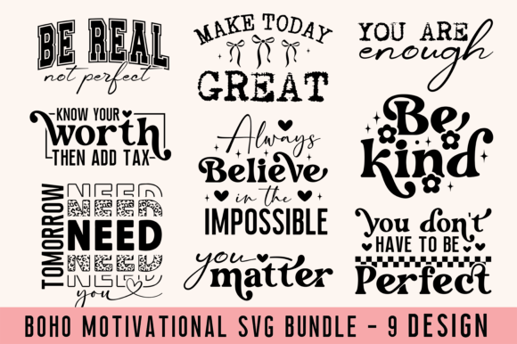 Download Boho Motivational Quotes Svg Bundle PNG - Motivational Collection