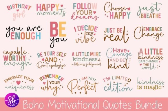 Download Boho Motivational SVG Bundle Positive - Motivational Collection