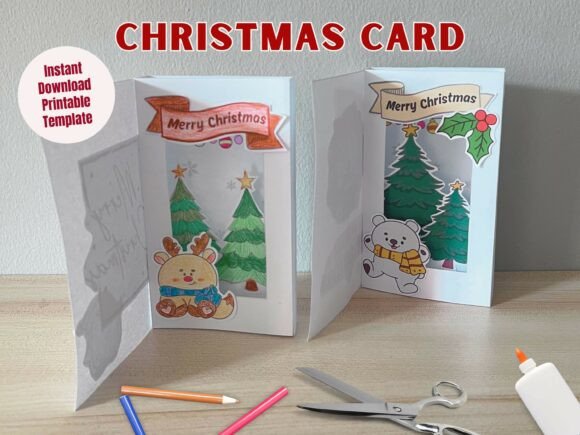 Download Christmas Tunnel Box Card Printable DIY - Premium Resources