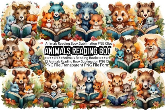 Download Animals Reading Book Sublimation Bundle - Premium Resources